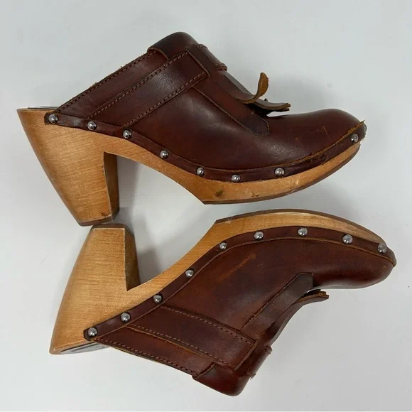 Madewell 1937 Leather Fringe Kiltie Clogs Size 7 - Picture 7 of 10